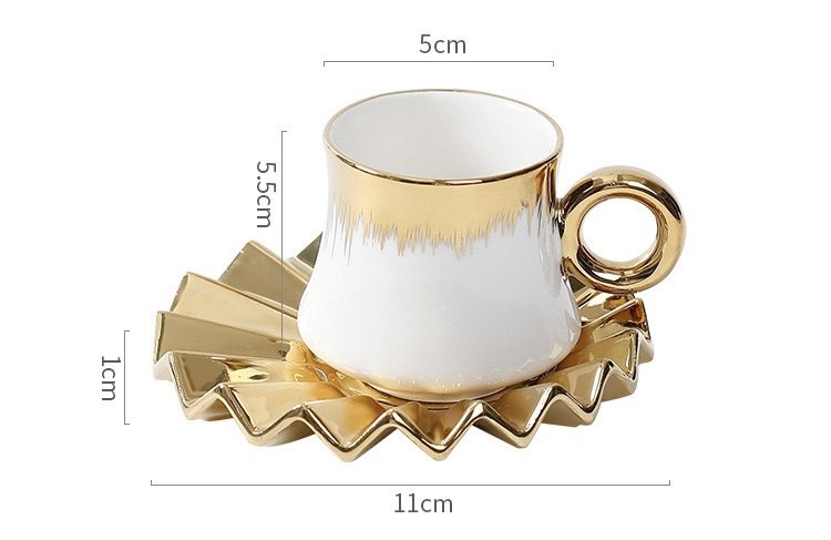 ชุดถ้วยชากาแฟเซรามิกขอบทองเงาดีไซน์หรู สวยงาม 12ชิ้น พร้อมกล่องสวยหรู 4